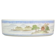 Antique Chinese Porcelain Brush Washer Marked Landscape, 1970-80’s ProC