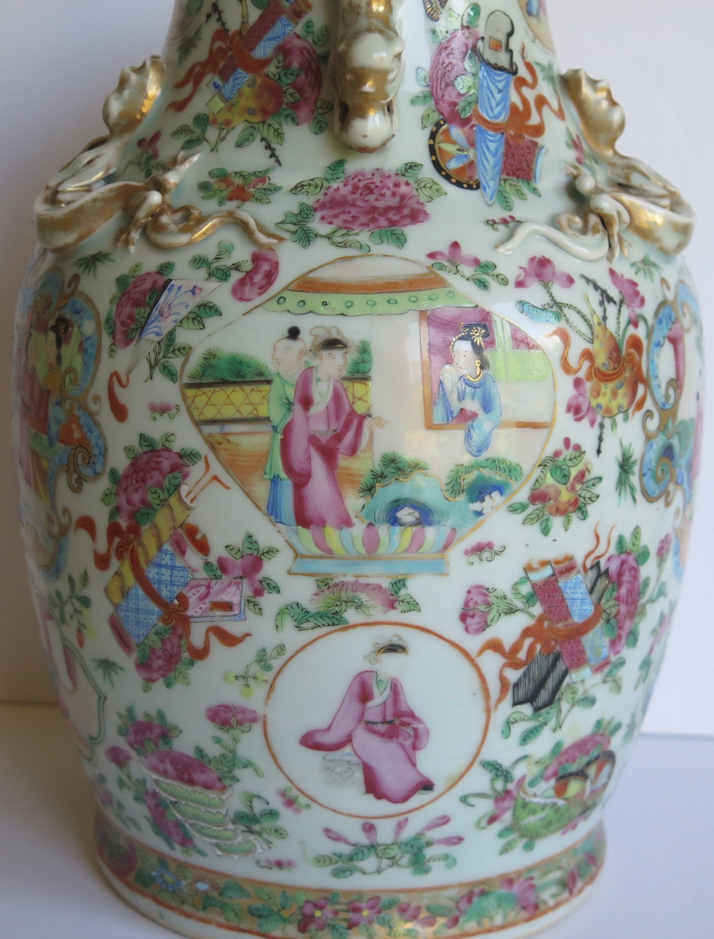 19th Century Chinese Porcelain Canton Vase Reduced to Make Potpourri Urn with Bird Top, Qing
