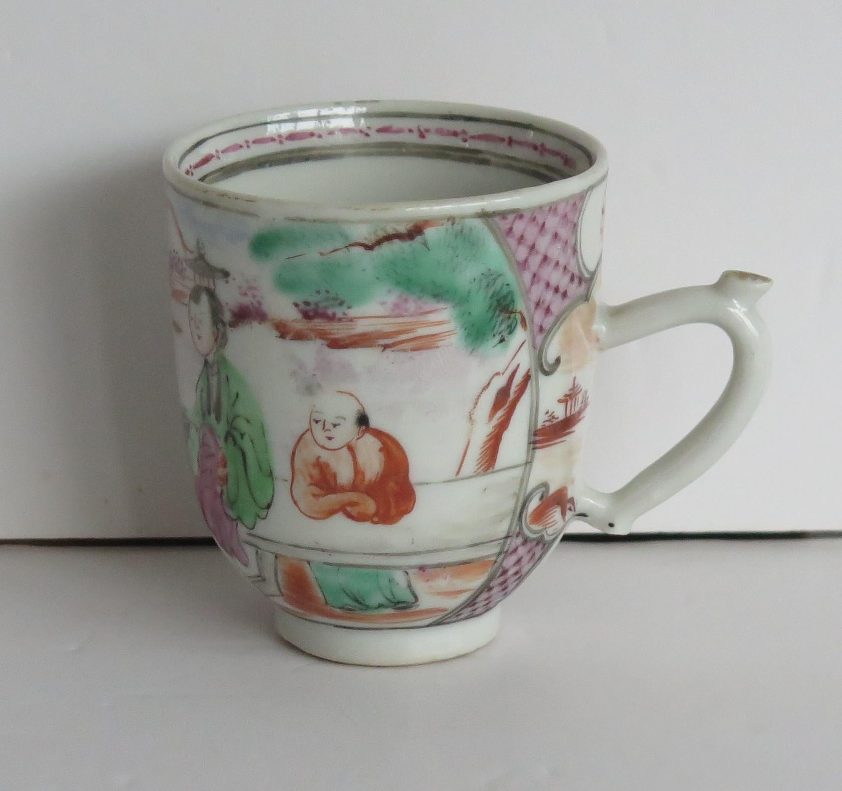 Hand-Painted Chinese Porcelain Coffee Cup hand Painted Famille Rose, Qing Qianlong circa 1760