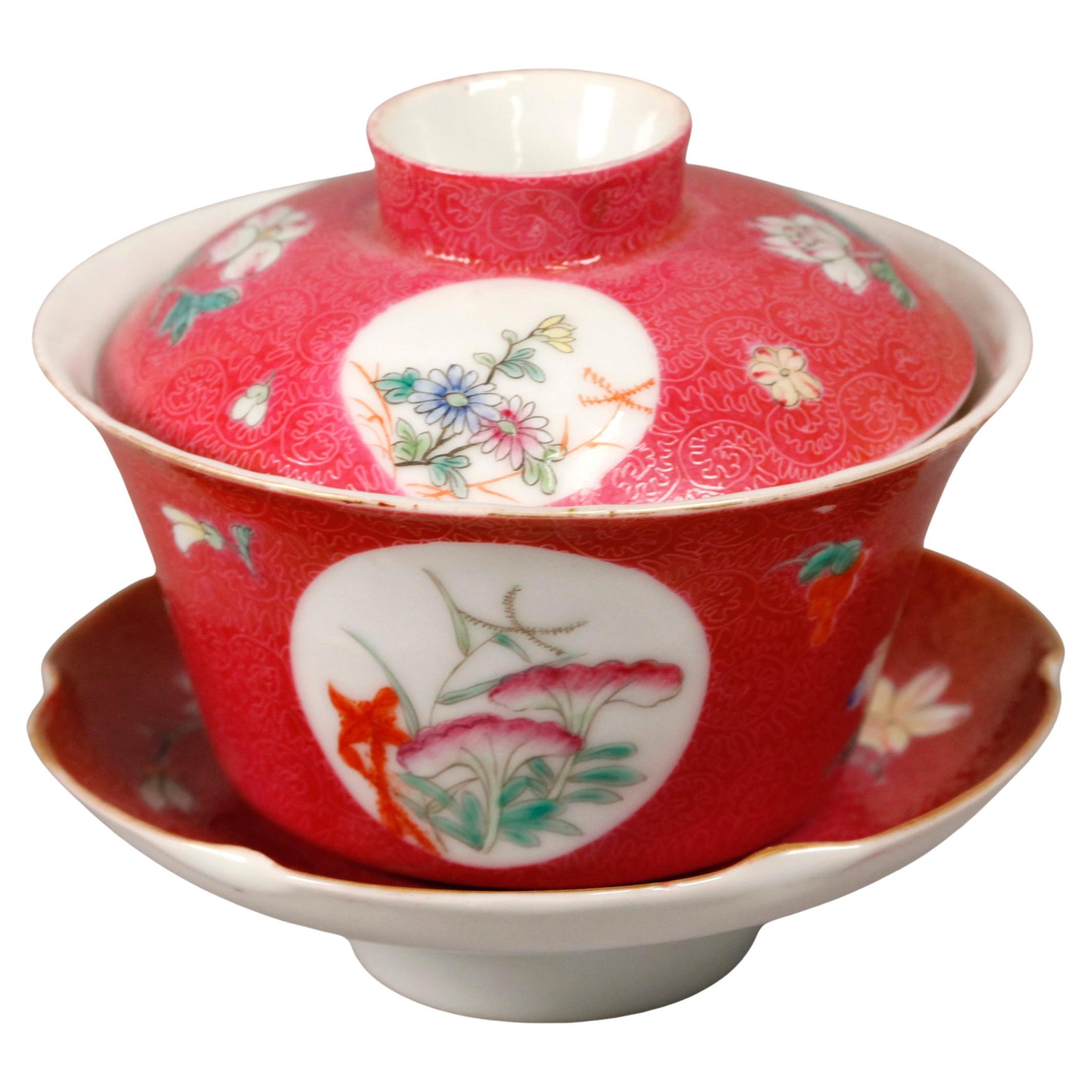 Chinese porcelain cover bowl w/ saucer, Republican period