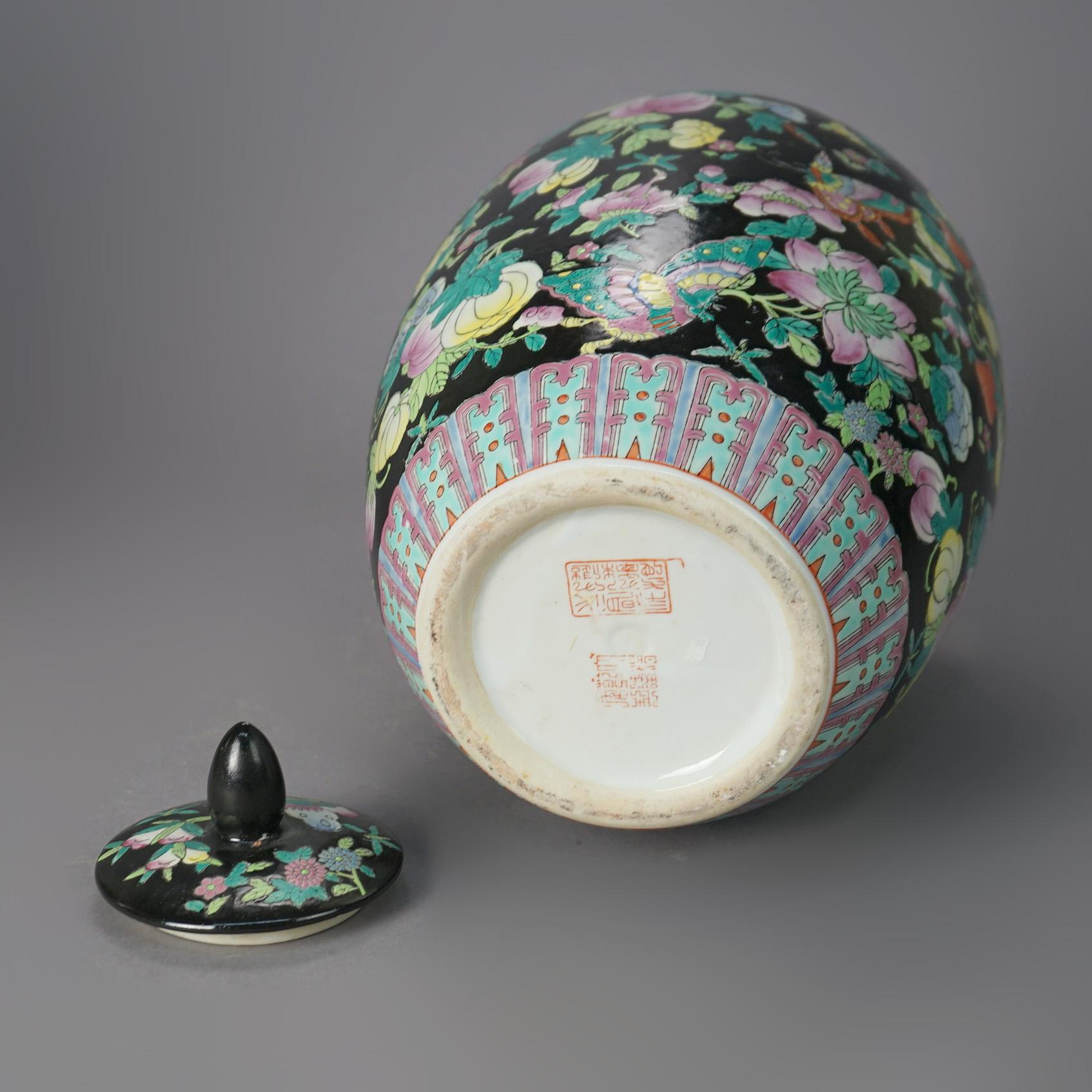 Chinese Porcelain Covered Urn Jars with Garden Motif, 20th C 6