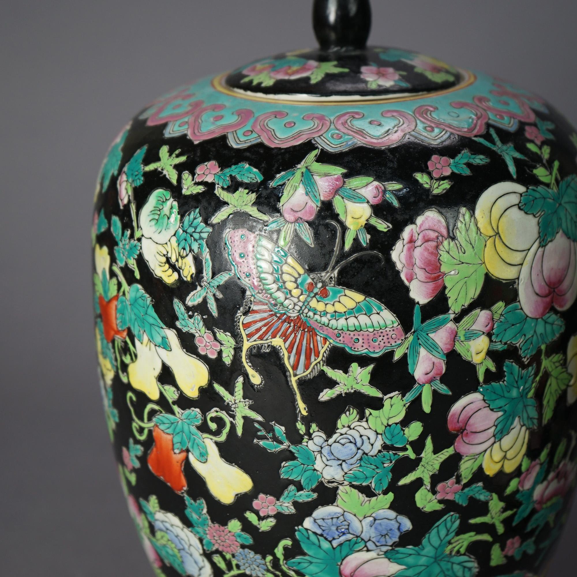 Chinese Porcelain Covered Urn Jars with Garden Motif, 20th C 2
