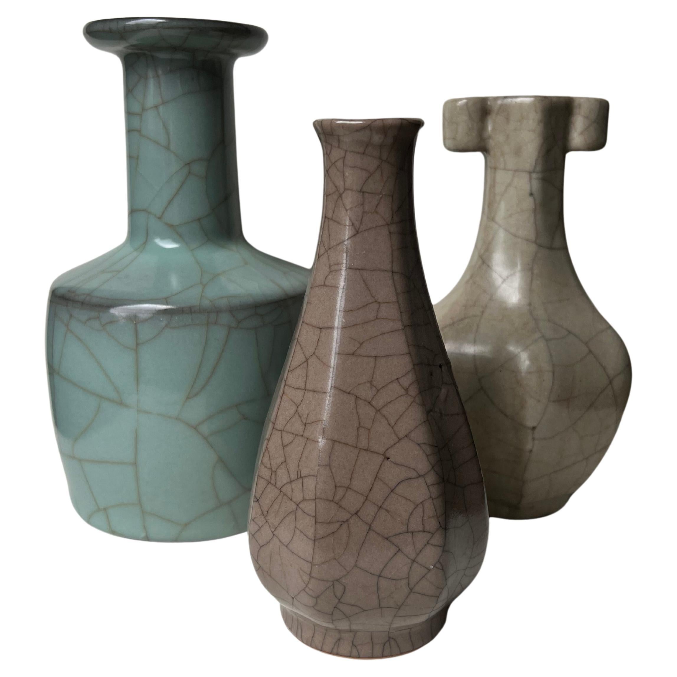 Chinese Porcelain Crackle-Glazed Vases For Sale