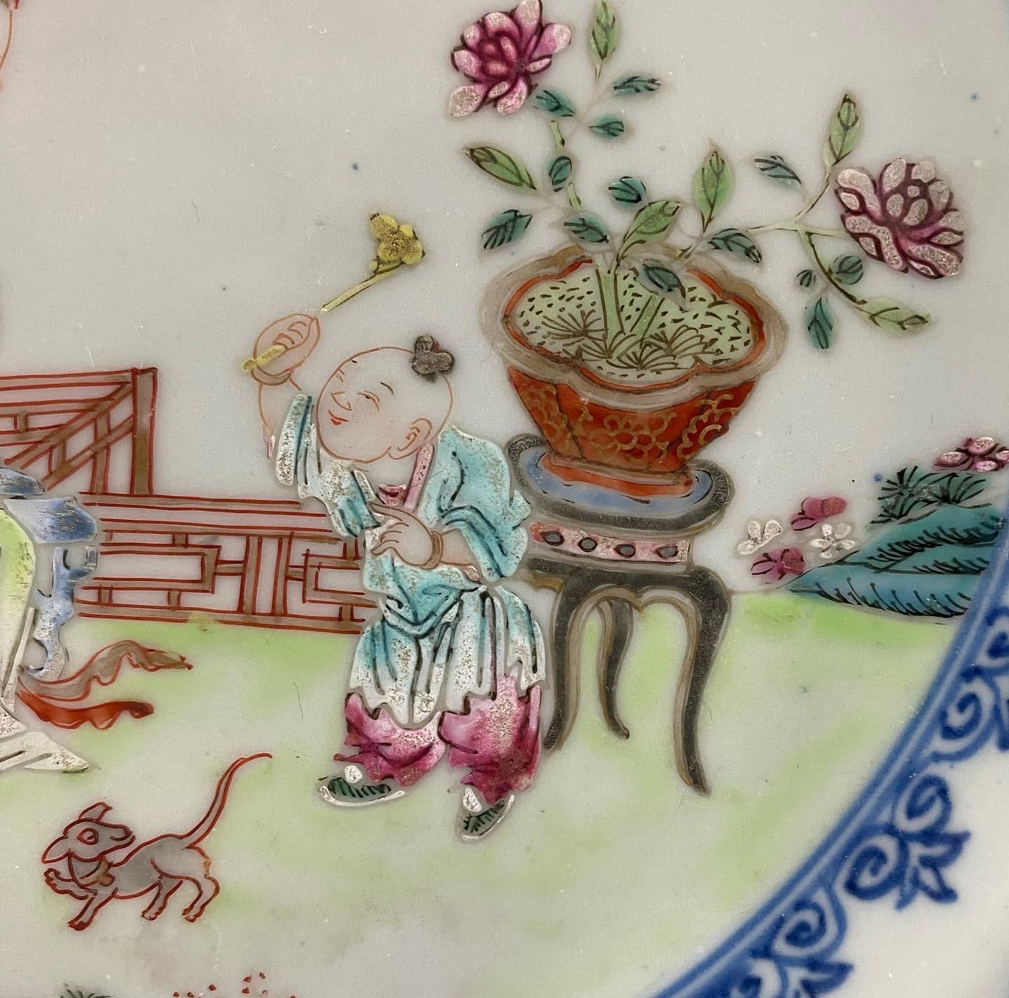 Qing Chinese Porcelain Dish, Famille Rose, C. 1760, Qianlong Period