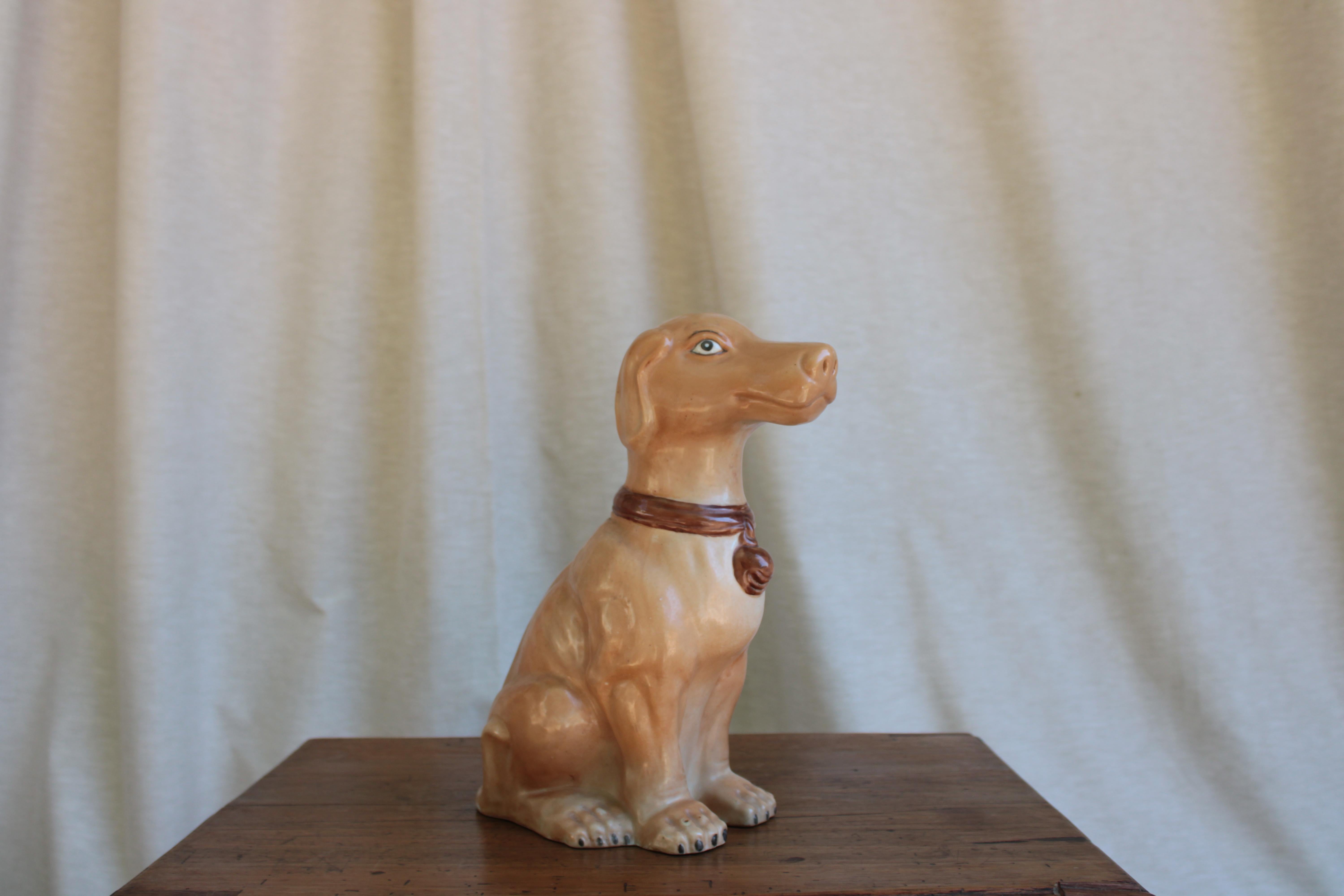 Hand-Painted Chinese Porcelain Dog from the 20th Century For Sale