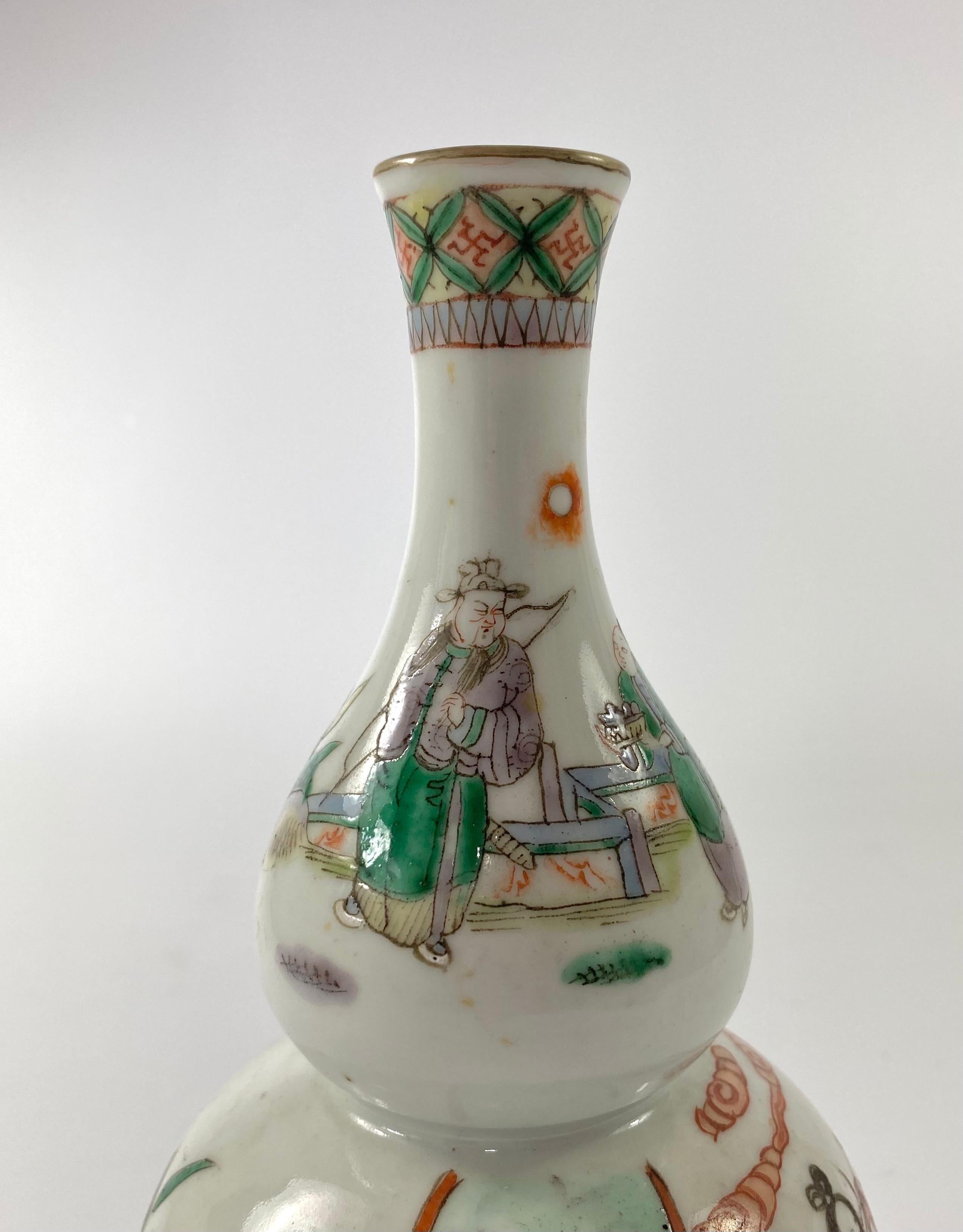 Other Chinese Porcelain Double Gourd Vase, Famille Verte, c. 1880, Qing Dynasty
