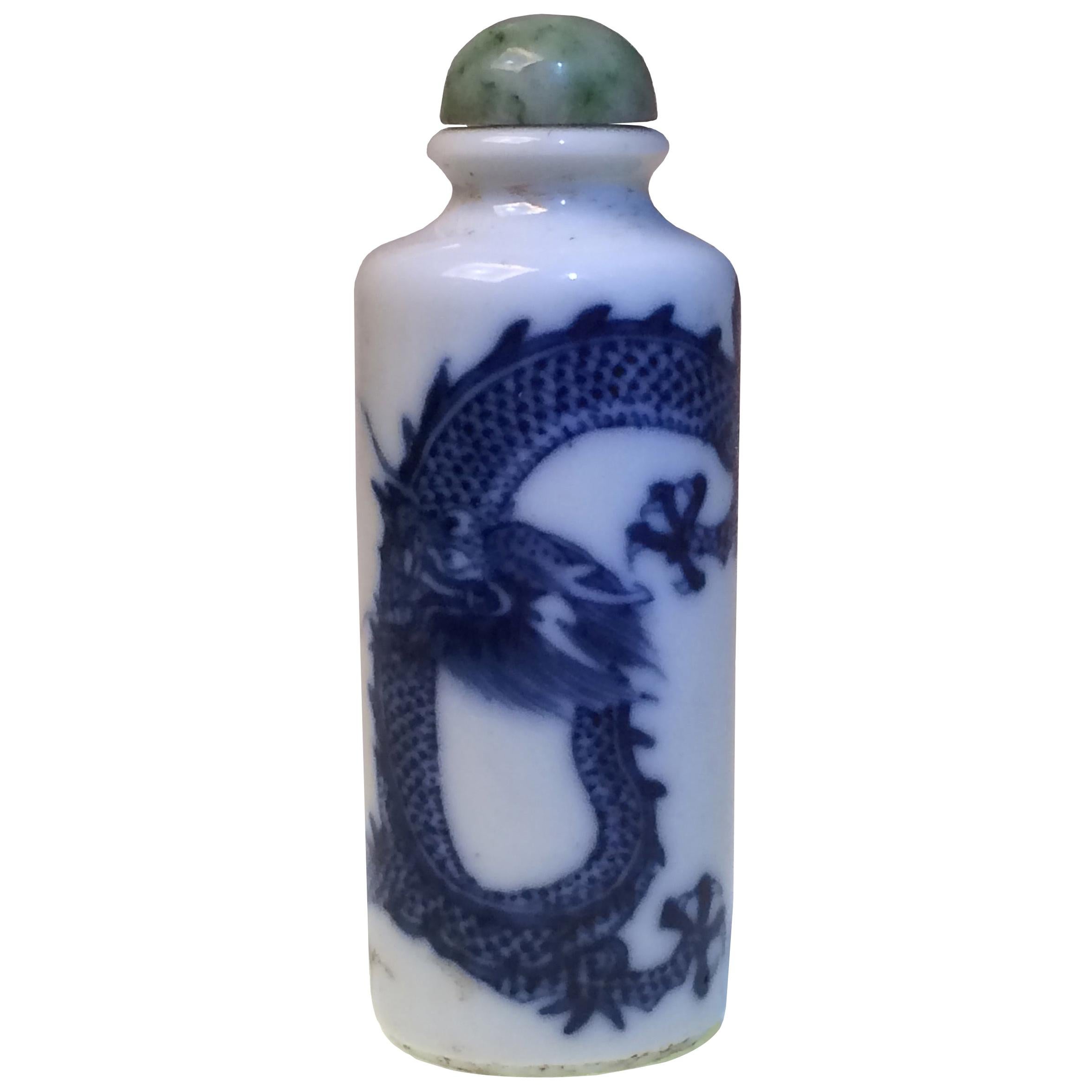 Chinese Porcelain Dragon Snuff Bottle, 19th Century For Sale
