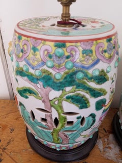 Chinese Porcelain Drum Form Lamps
