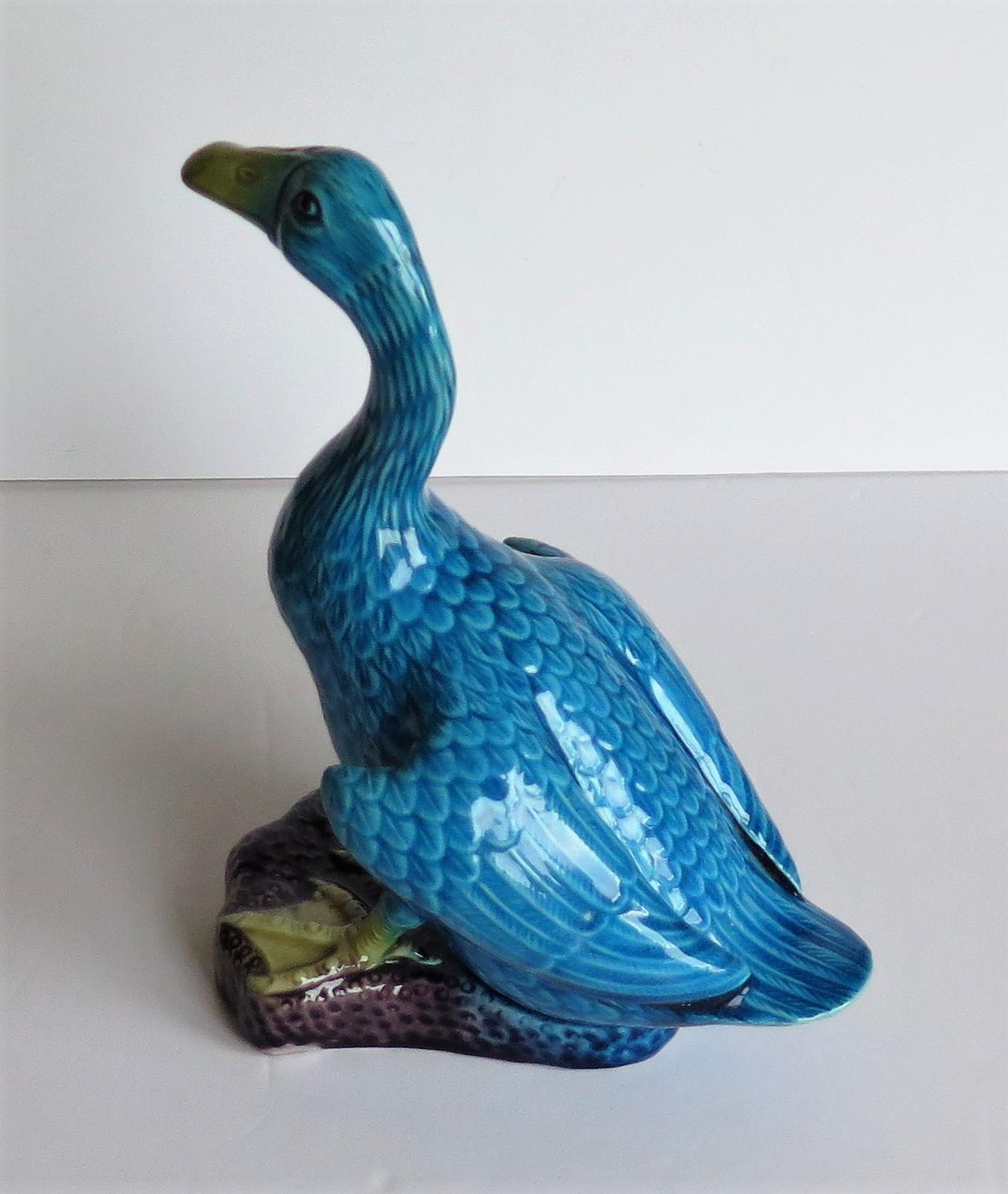 Chinese Export Porcelain Goose Bird Figurine in Polychrome Enamels, Ca 1930 5