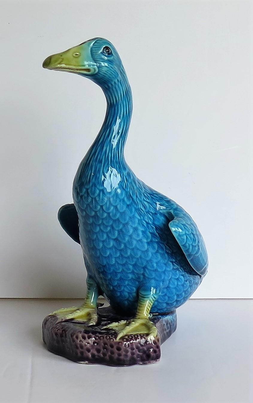 Chinese Export Porcelain Goose Bird Figurine in Polychrome Enamels, Ca 1930 6