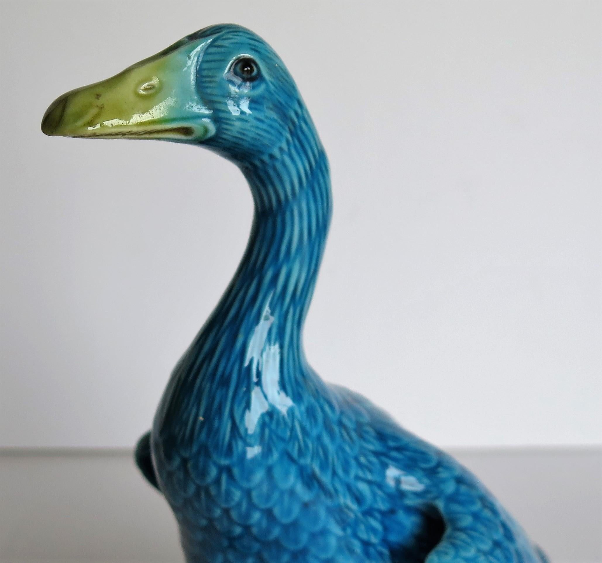 Chinese Export Porcelain Goose Bird Figurine in Polychrome Enamels, Ca 1930 8