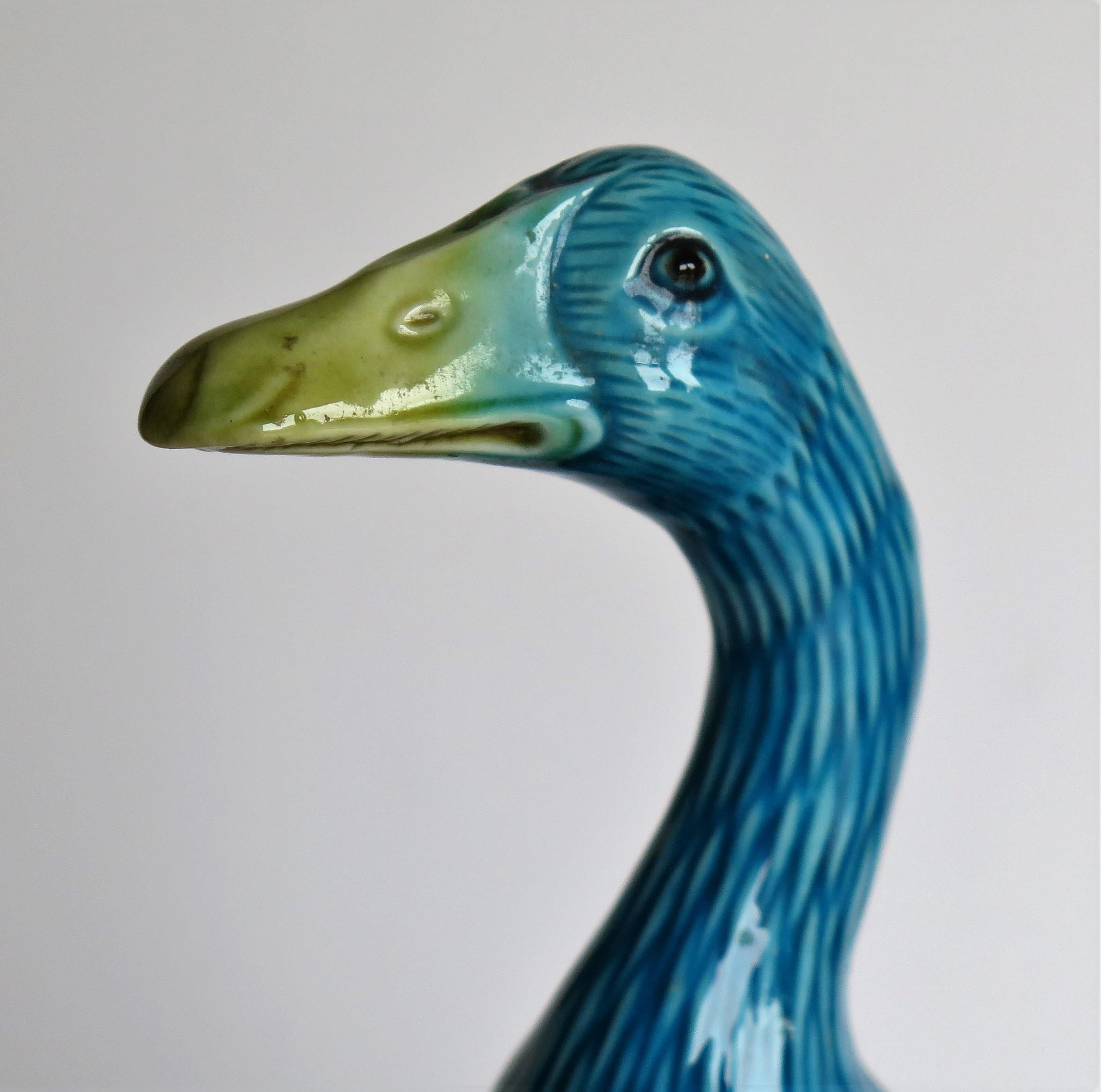 Chinese Export Porcelain Goose Bird Figurine in Polychrome Enamels, Ca 1930 9