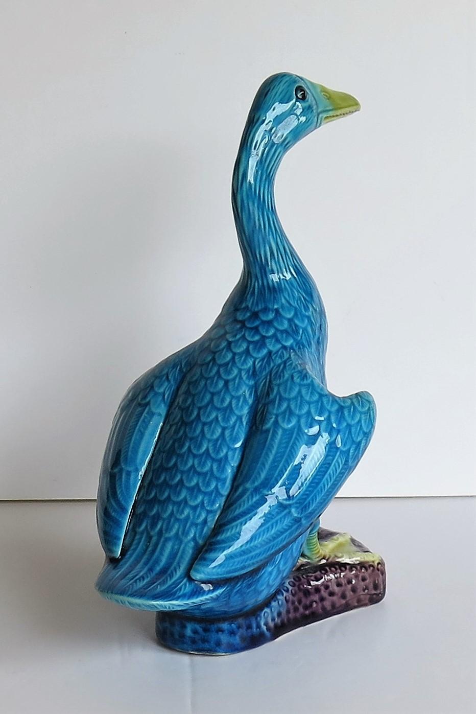 Chinese Export Porcelain Goose Bird Figurine in Polychrome Enamels, Ca 1930 3