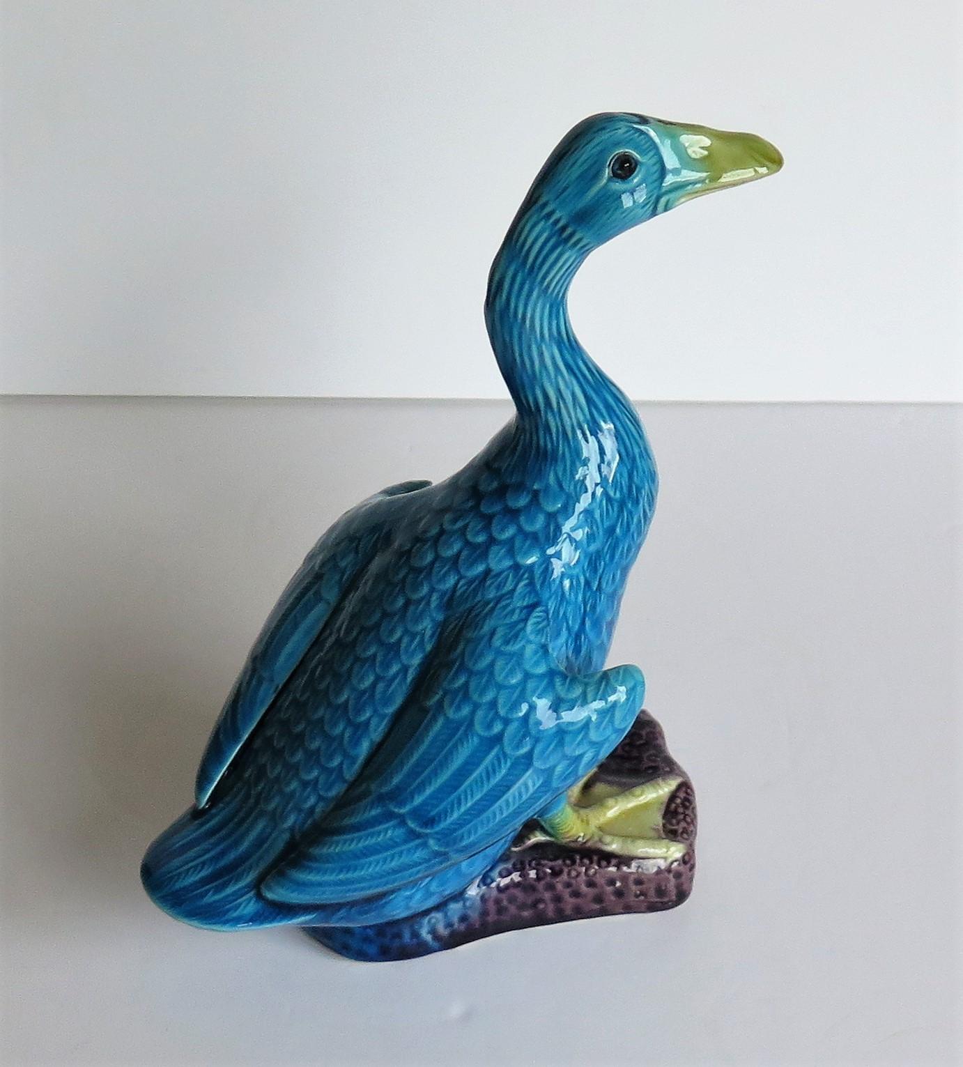 Chinese Export Porcelain Goose Bird Figurine in Polychrome Enamels, Ca 1930 4