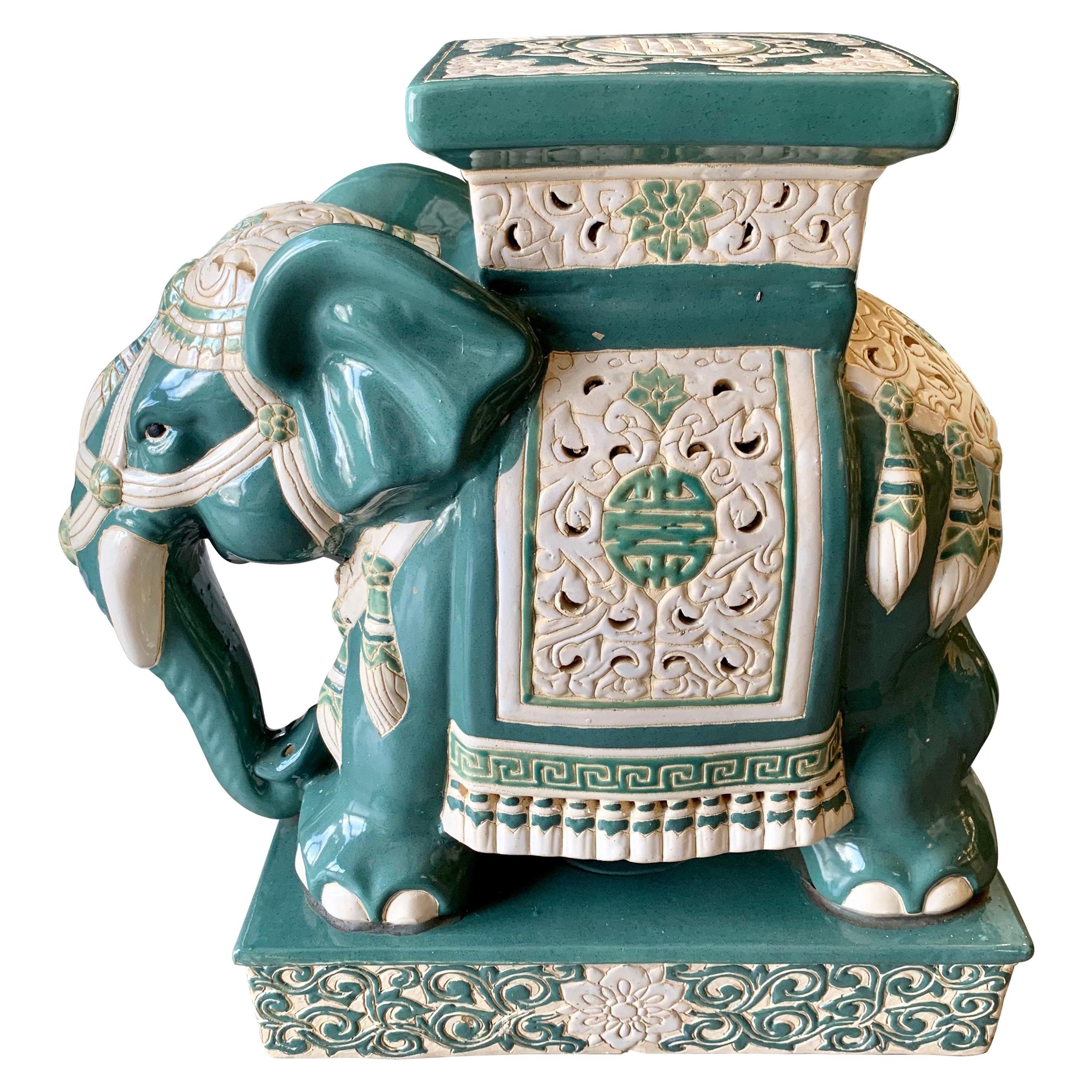 Chinese Porcelain Elephant Garden Stool Seat