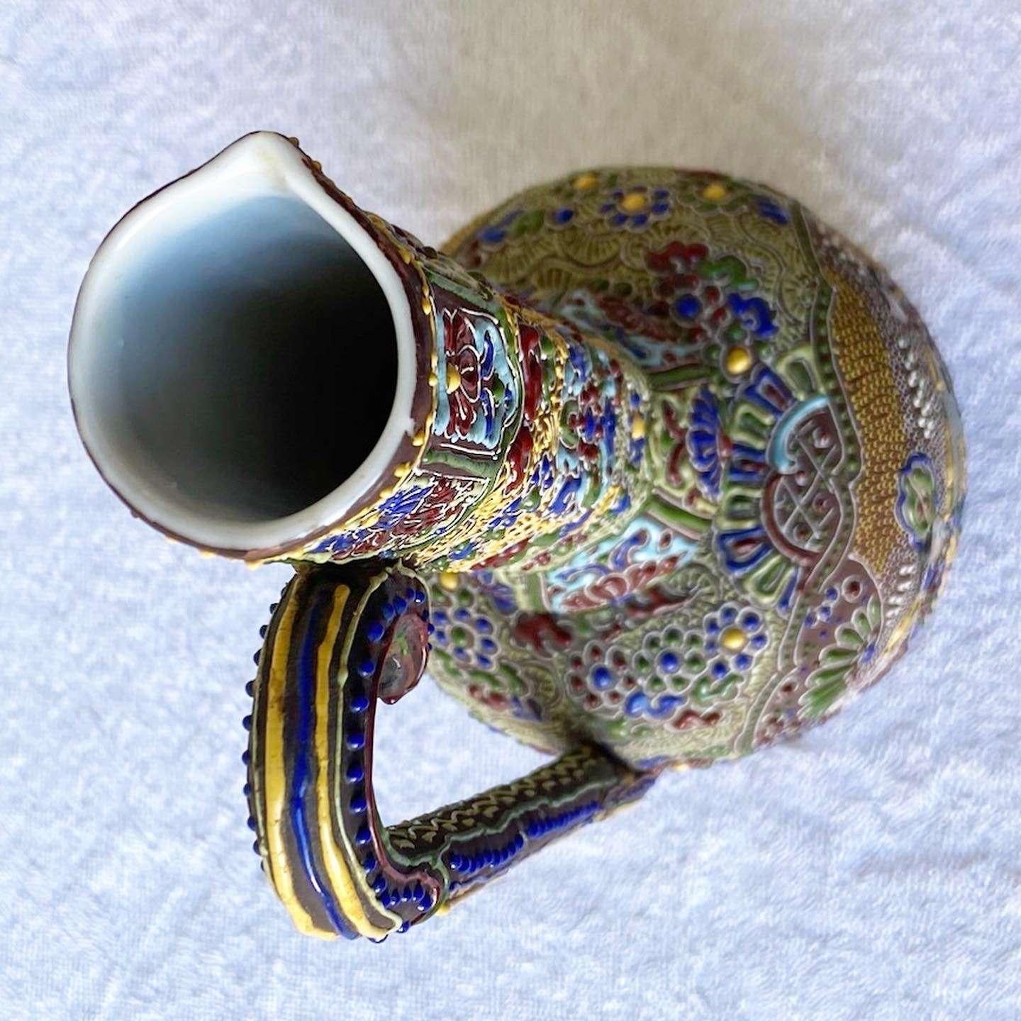 Chinese Porcelain Enameled Pitcher In Good Condition For Sale In Delray Beach, FL
