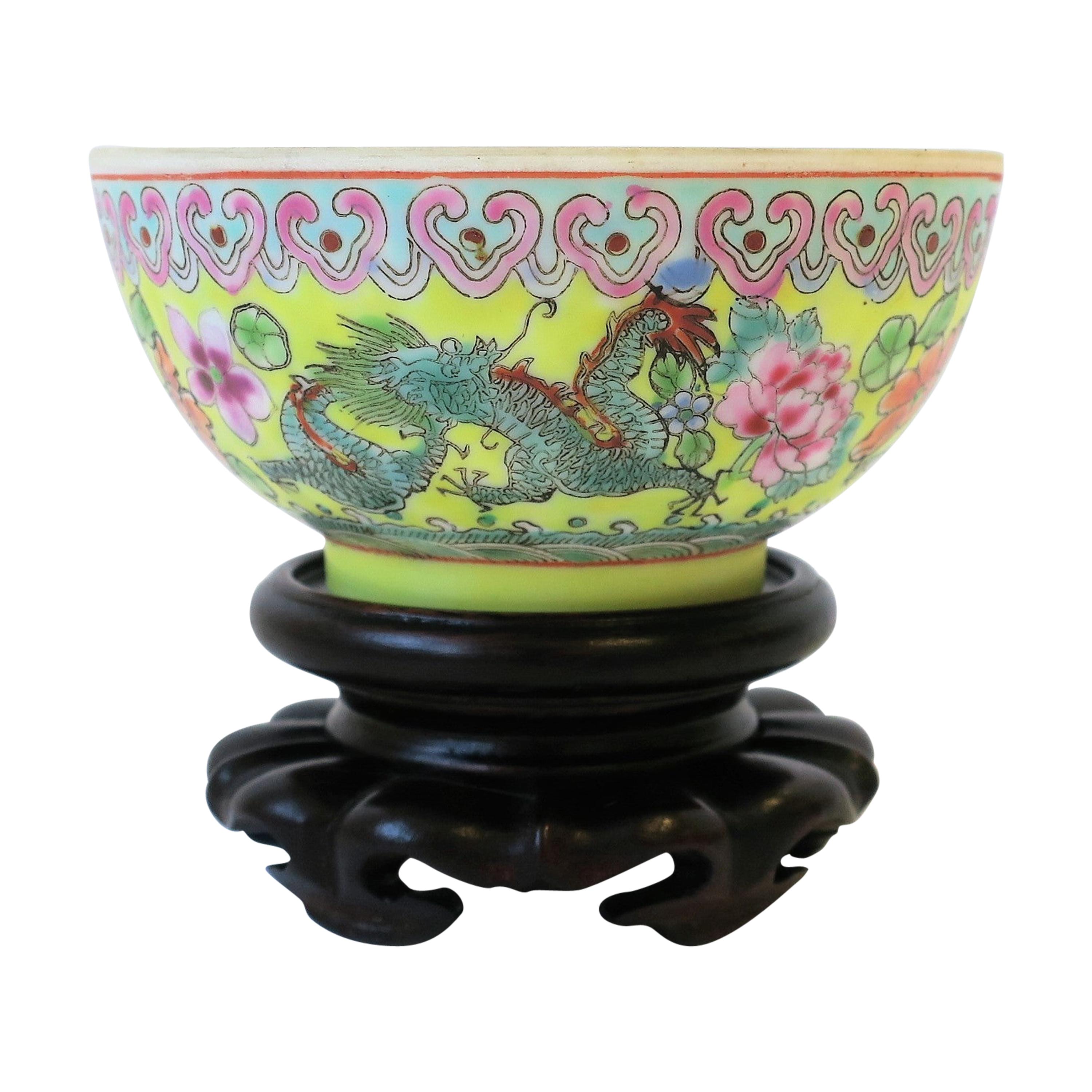 Chinese Porcelain Famille Rose Bowl with Dragon Design