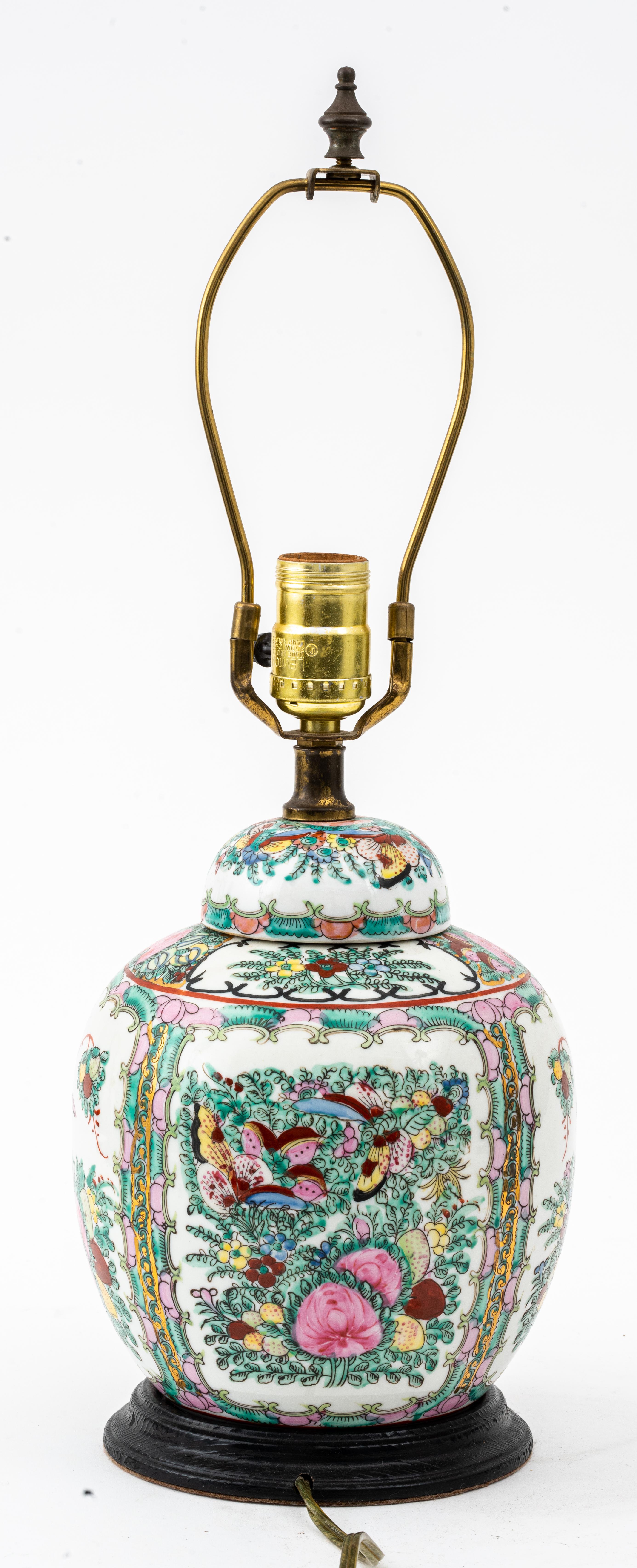 Asian Chinese Porcelain Famille Rose Ginger Jar Lamp