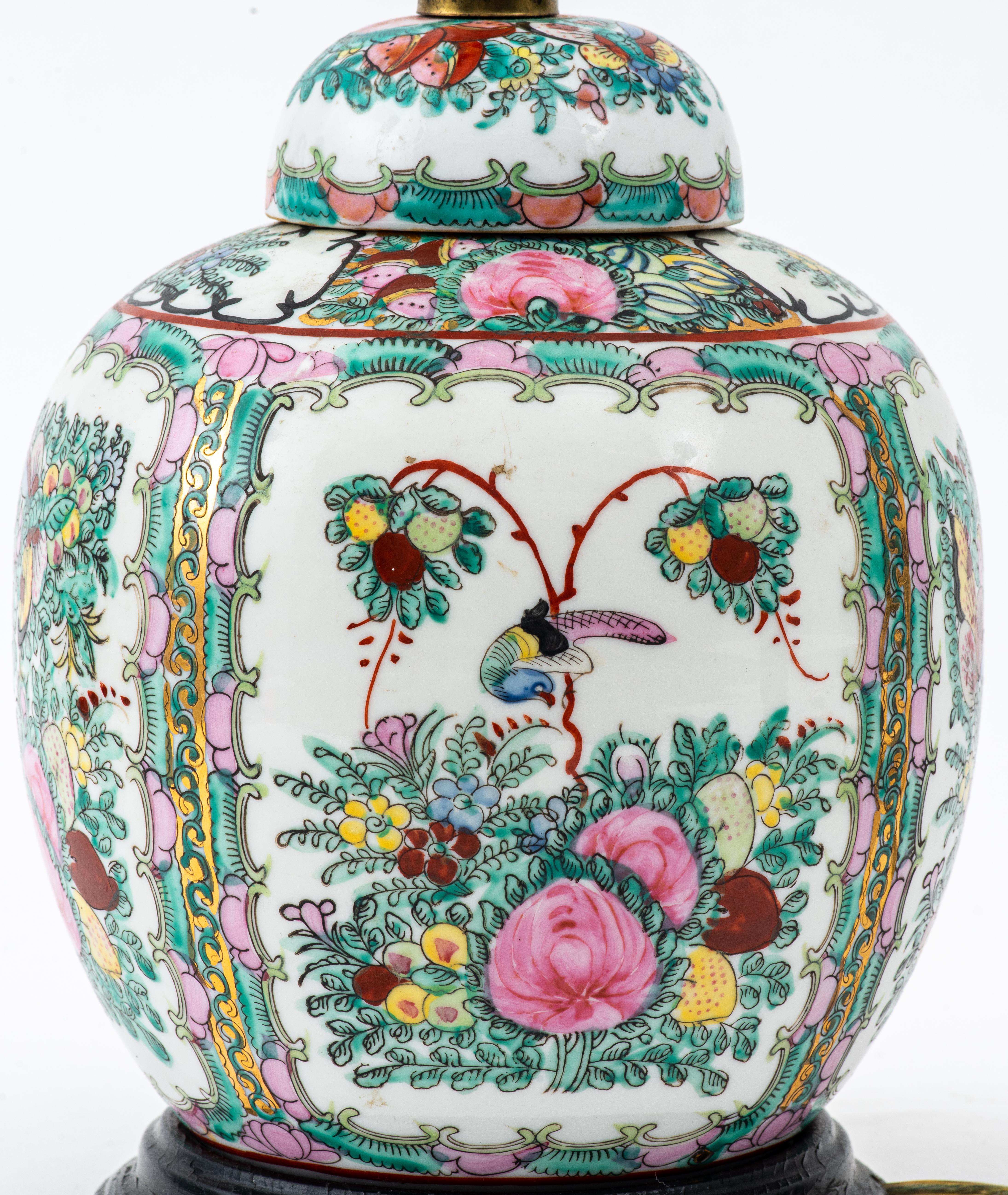 20th Century Chinese Porcelain Famille Rose Ginger Jar Lamp