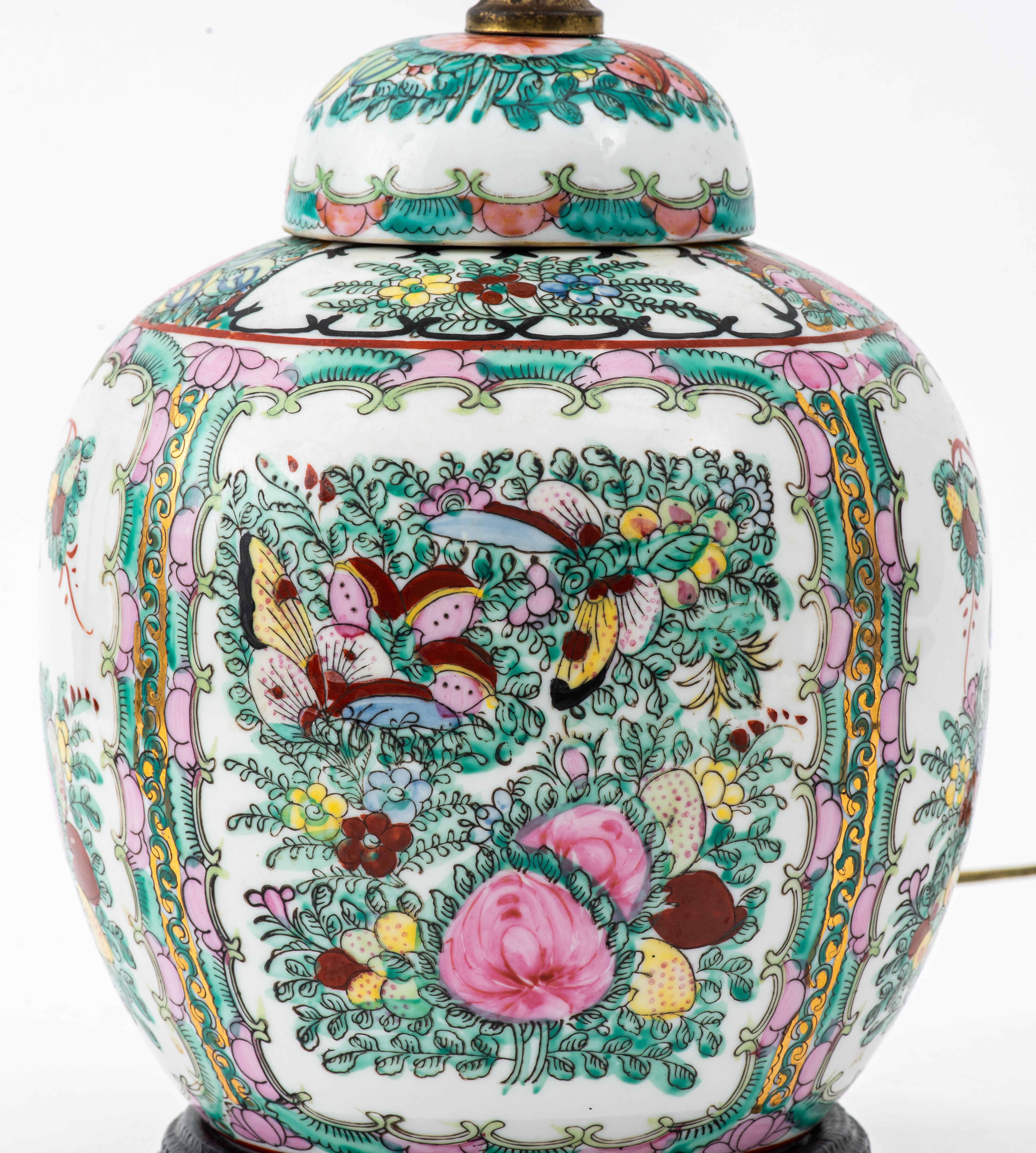 Chinese Porcelain Famille Rose Ginger Jar Lamp 1