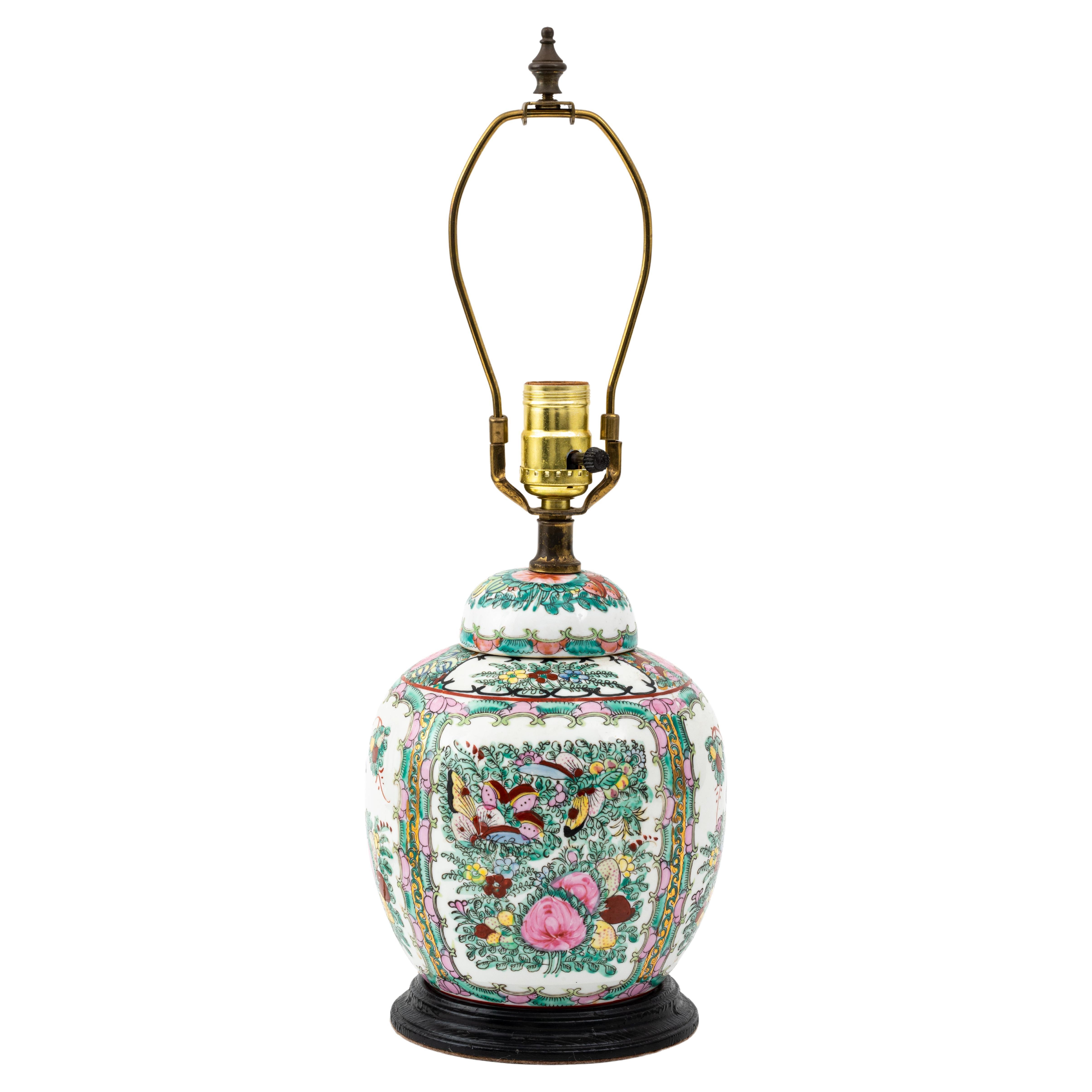 Chinese Porcelain Famille Rose Ginger Jar Lamp