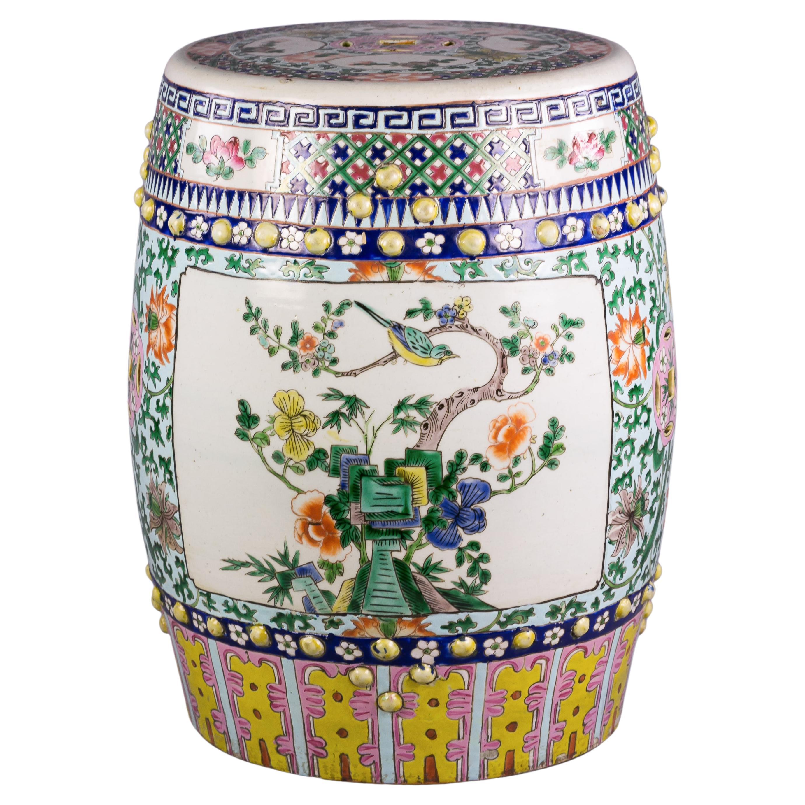 Chinese Porcelain Famille Verte Garden Seat, circa 1860 For Sale