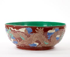 Cuenco de porcelana china Famille Verte para centro de mesa grande