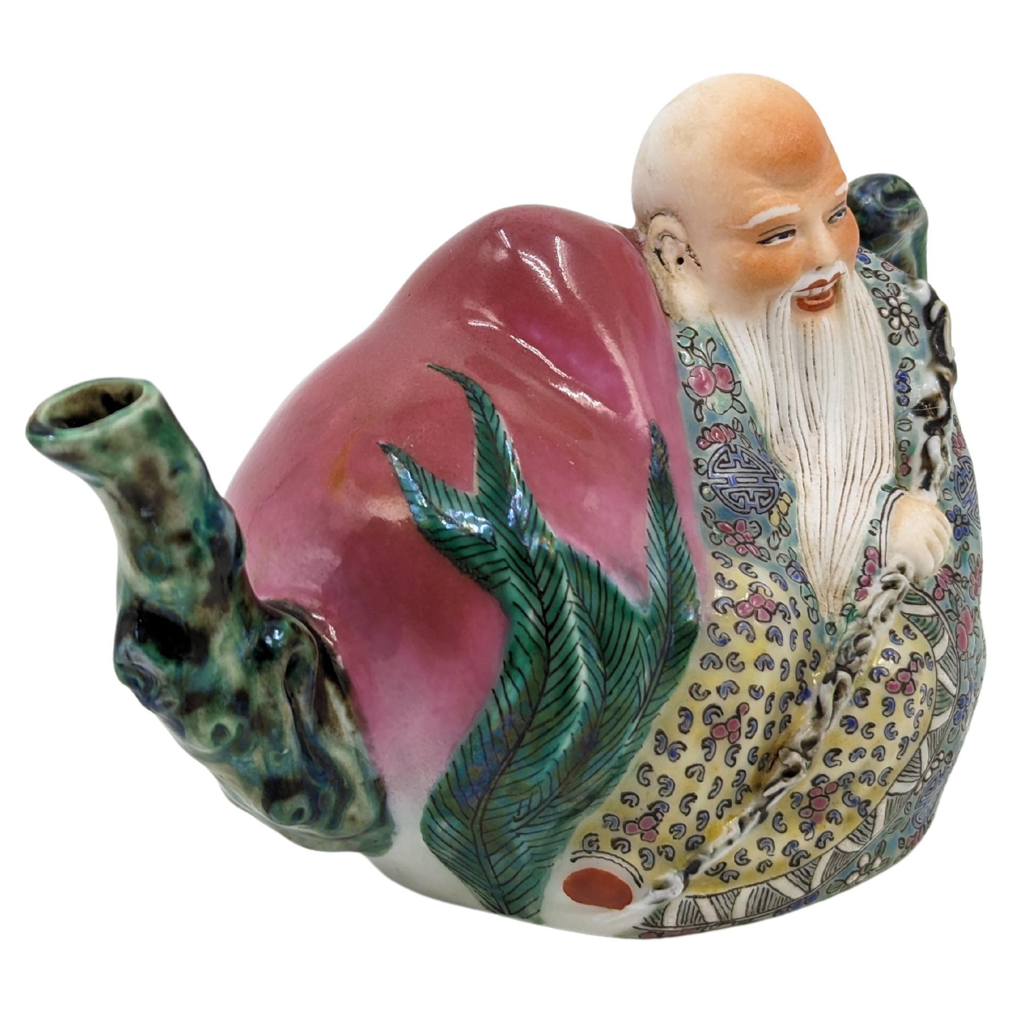 Step into a vivid chapter of Chinese history with this exquisite Chinese vintage porcelain polychrome ewer, a piece that embodies the rich cultural and artistic tapestry of the late Qing to early Republic period. The ewer presents itself as a large,