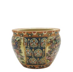Chinese Porcelain Fish Bowl or Planter with Oriental Decorations, China, 1960s