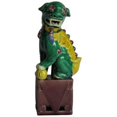 Chinese Porcelain Foo Dog, Hand Enamelled Polychrome, circa 1900