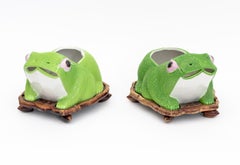Chinese Porcelain Frog Form Jardinieres, Pair