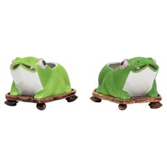 Chinese Porcelain Frog Form Jardinieres, Pair