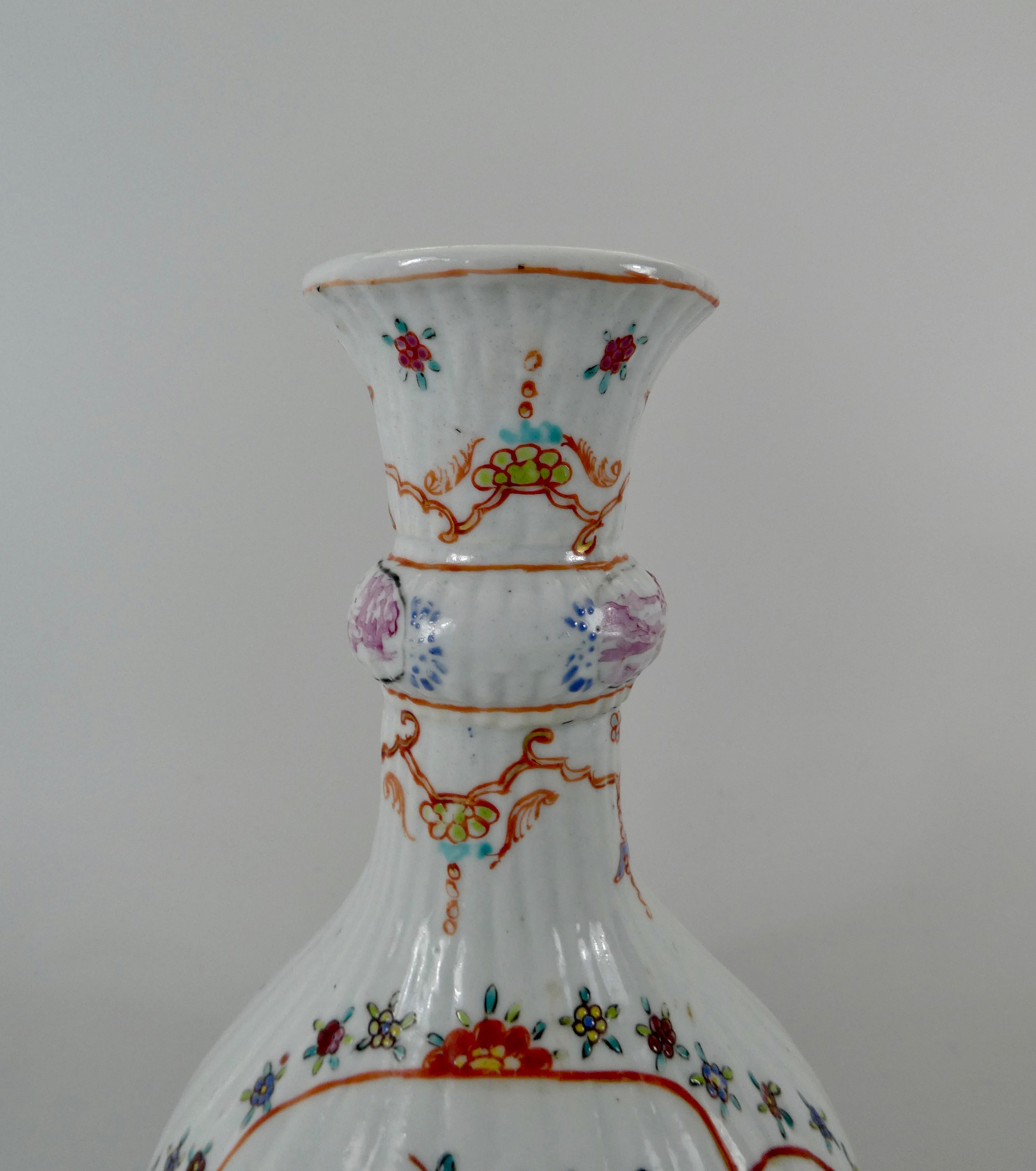 Fired Chinese Porcelain Garniture, Famille Rose Decoration, Qianlong Period