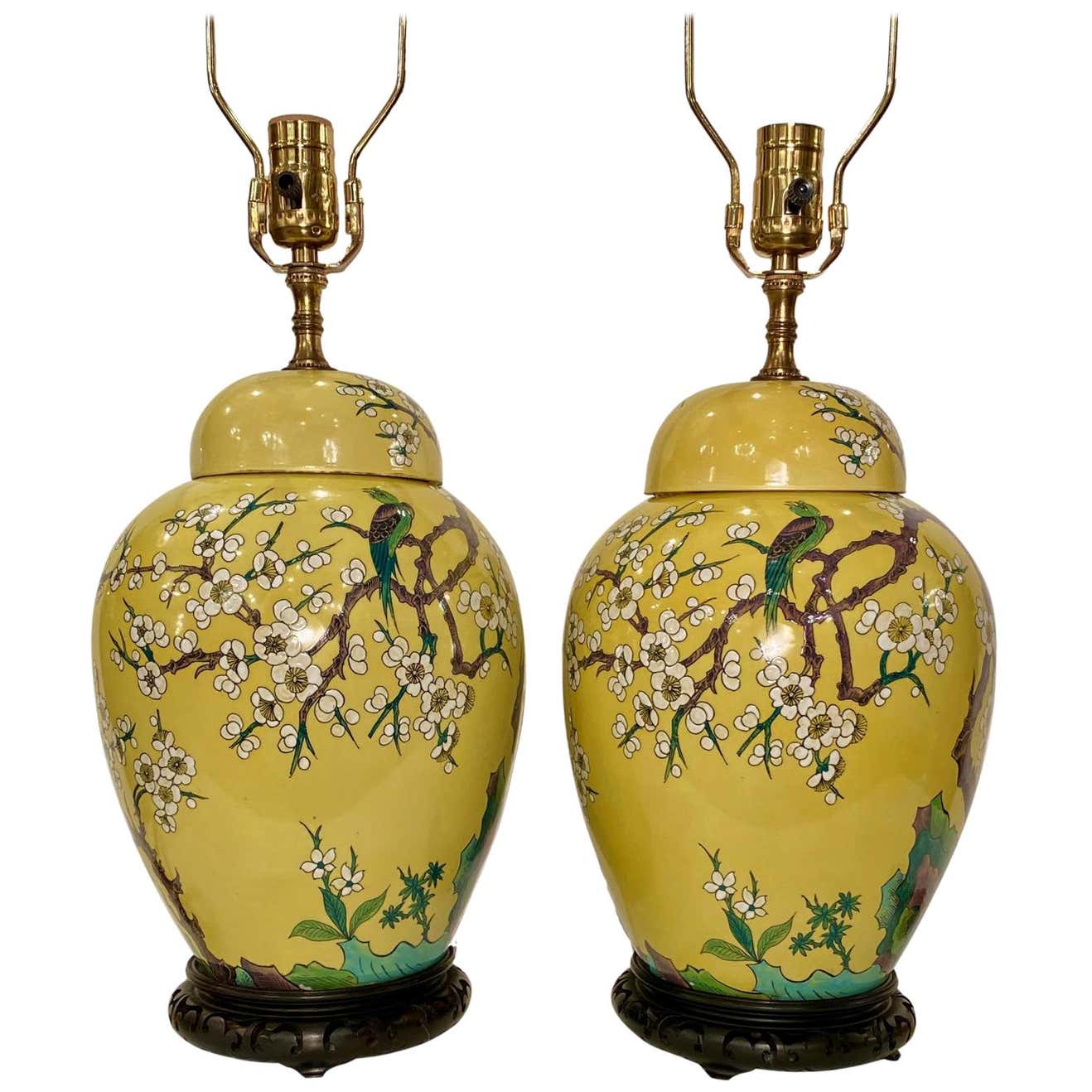 Chinese Porcelain Ginger Jar Table Lamps For Sale at 1stDibs