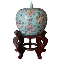 Chinese Porcelain Ginger Jar with Lid, 20th Century, Floral Decoration