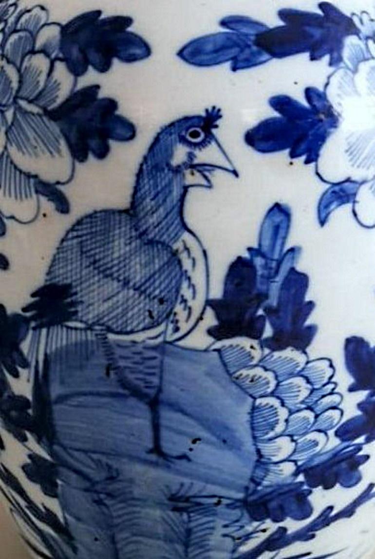 Chinese Porcelain Ginger Jar With Lid Cobalt Blue Decorations 2