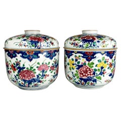 Chinese Porcelain Ginger Jars Pair Famille Rose Hand Painted Qianlong
