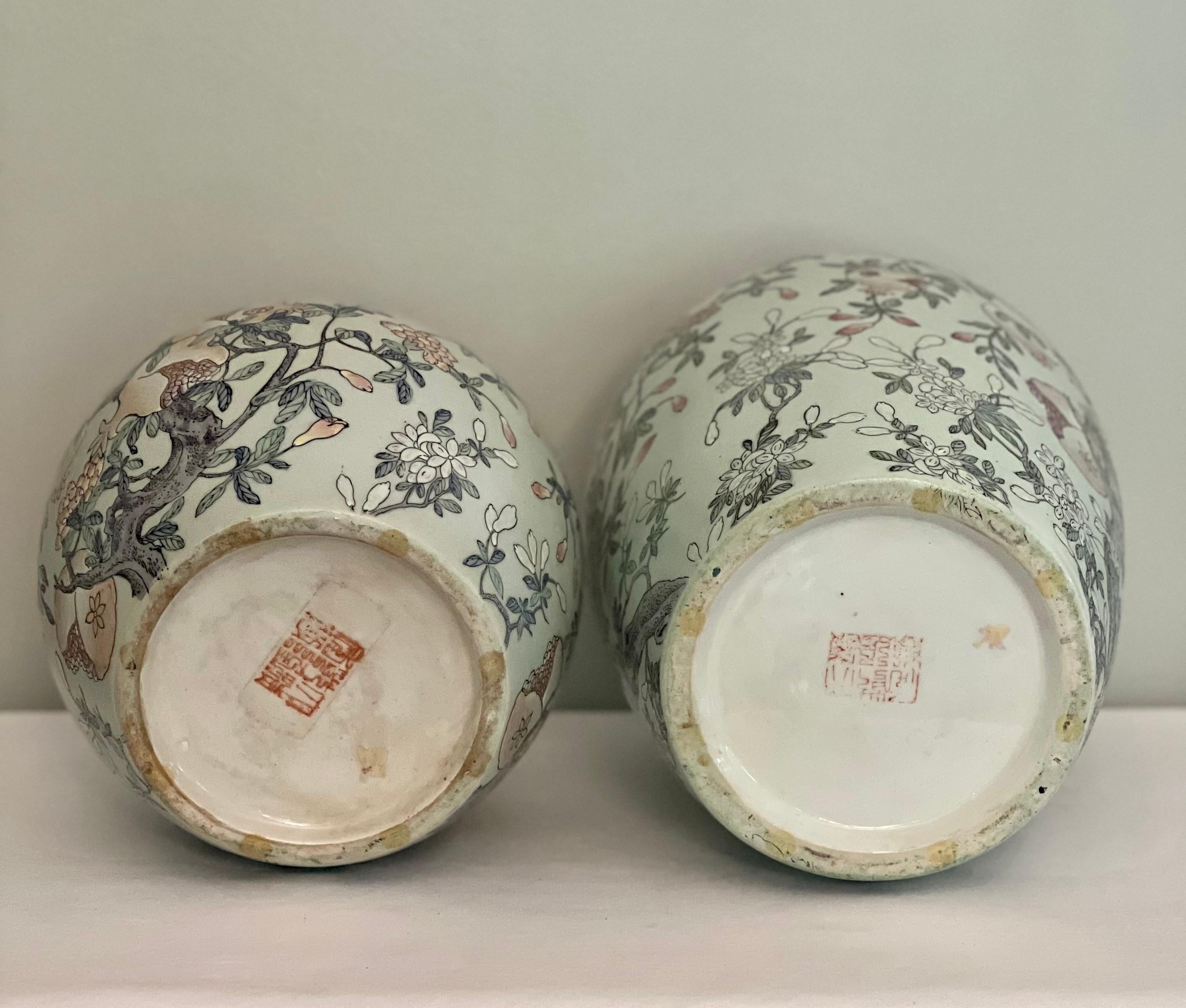 Chinese Porcelain Ginger Jars with Celadon Green Style Glaze, Early 20th Century 11