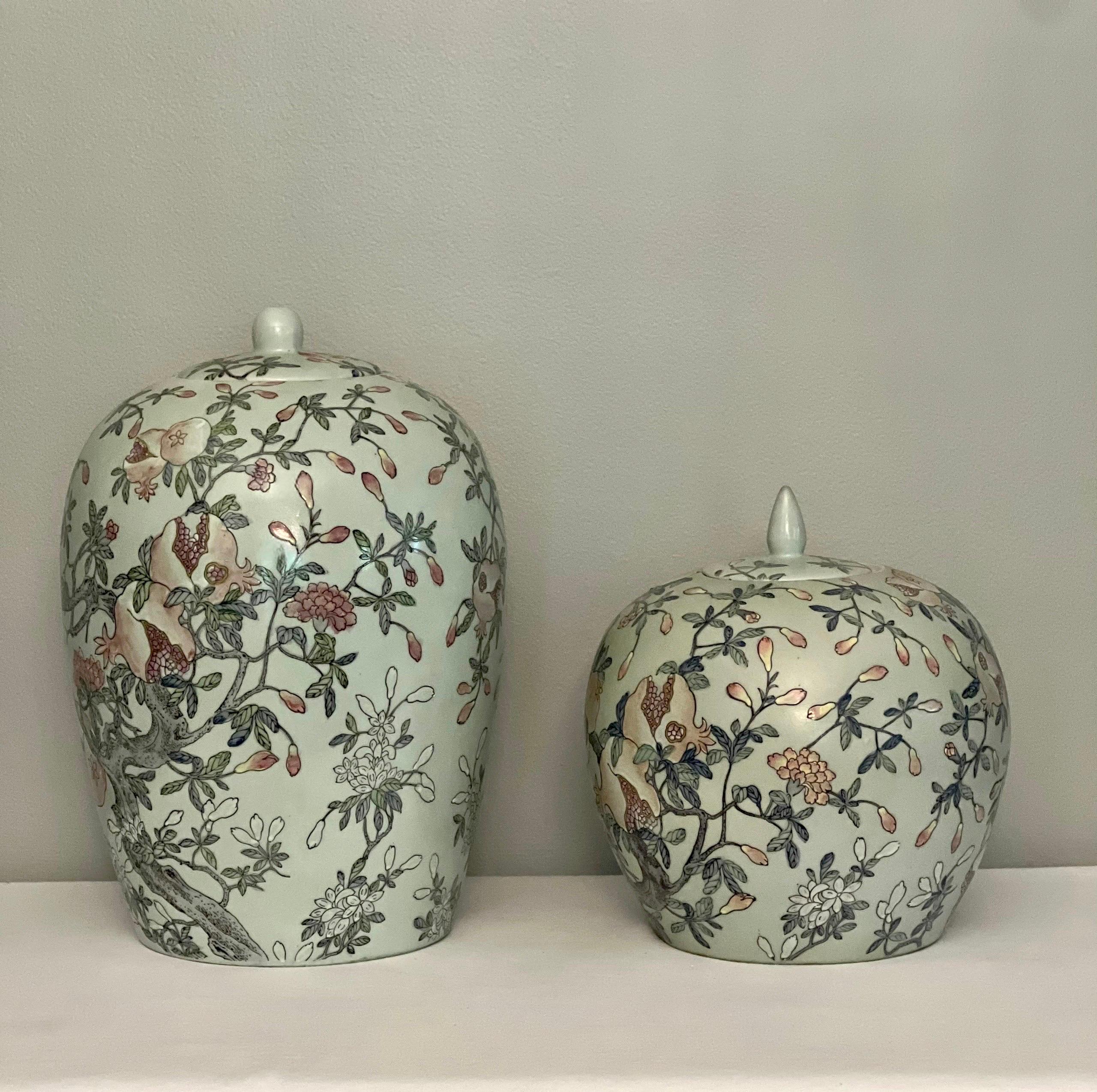 Qing Chinese Porcelain Ginger Jars with Celadon Green Style Glaze, Early 20th Century
