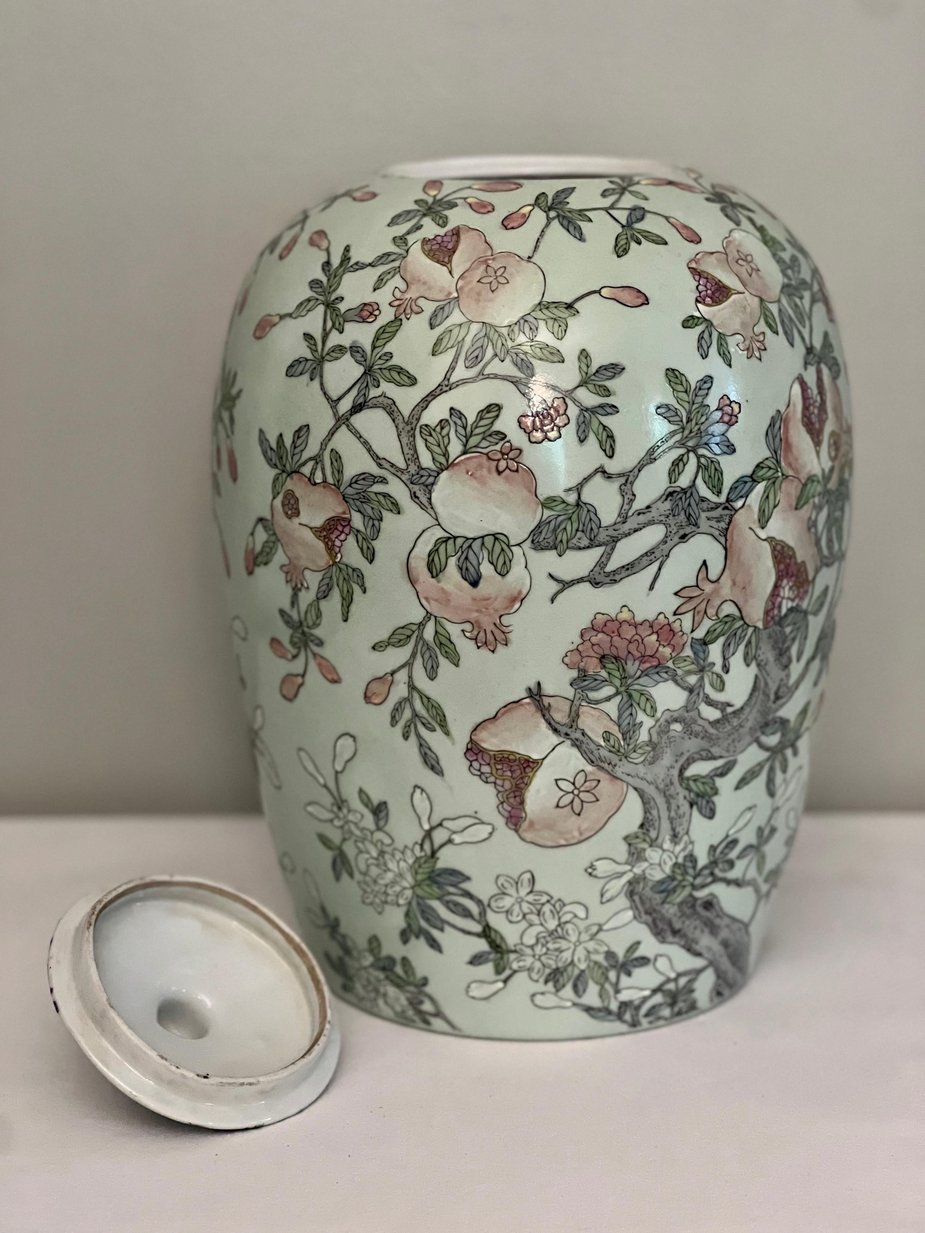 Ceramic Chinese Porcelain Ginger Jars with Celadon Green Style Glaze, Early 20th Century