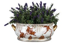 Chinese Porcelain Hand Painted Monkey Fish Footbath Planter Jardinière Cache Pot