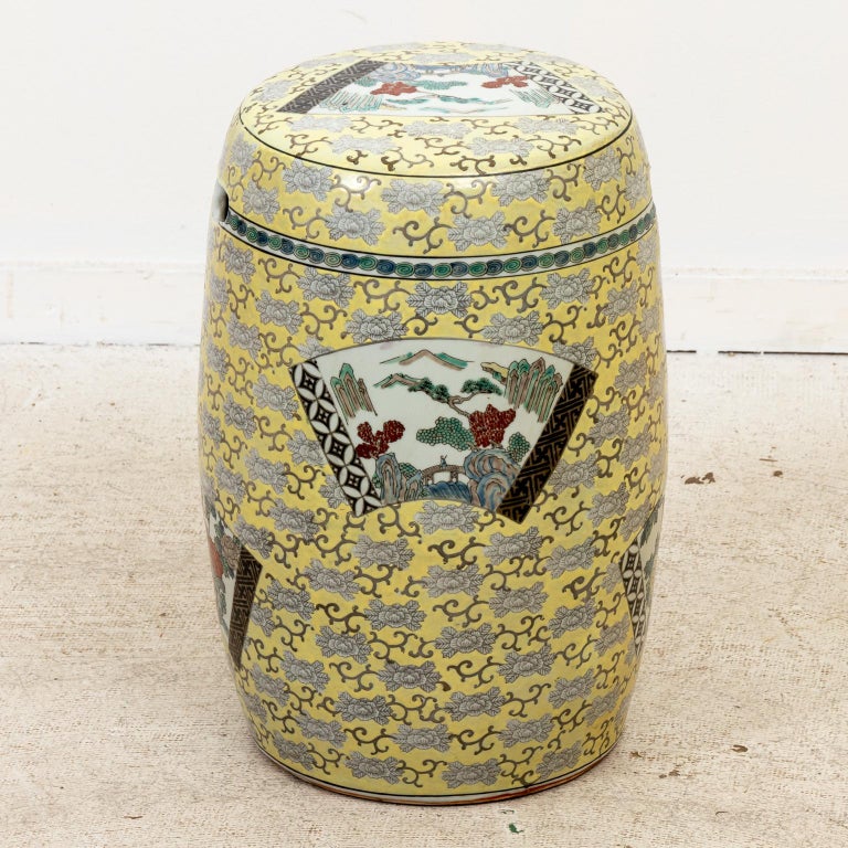 Chinese Porcelain Imari Garden Stool on Yellow Ground For Sale at 1stDibs | yellow garden stools