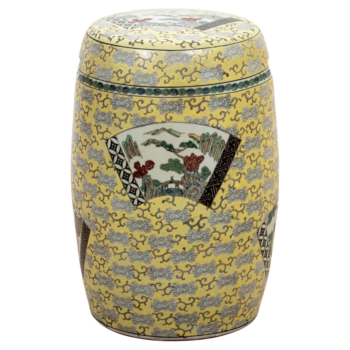 Chinese Porcelain Imari Garden Stool on Yellow Ground For Sale