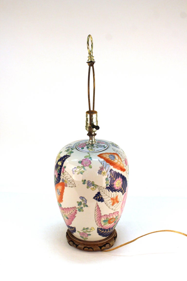tobacco leaf ginger jar lamp Lamps Chinese Pair Collectors commonly refer to it as the tobacco leaf pattern Chinese Porcelain Jar Table Lamp
