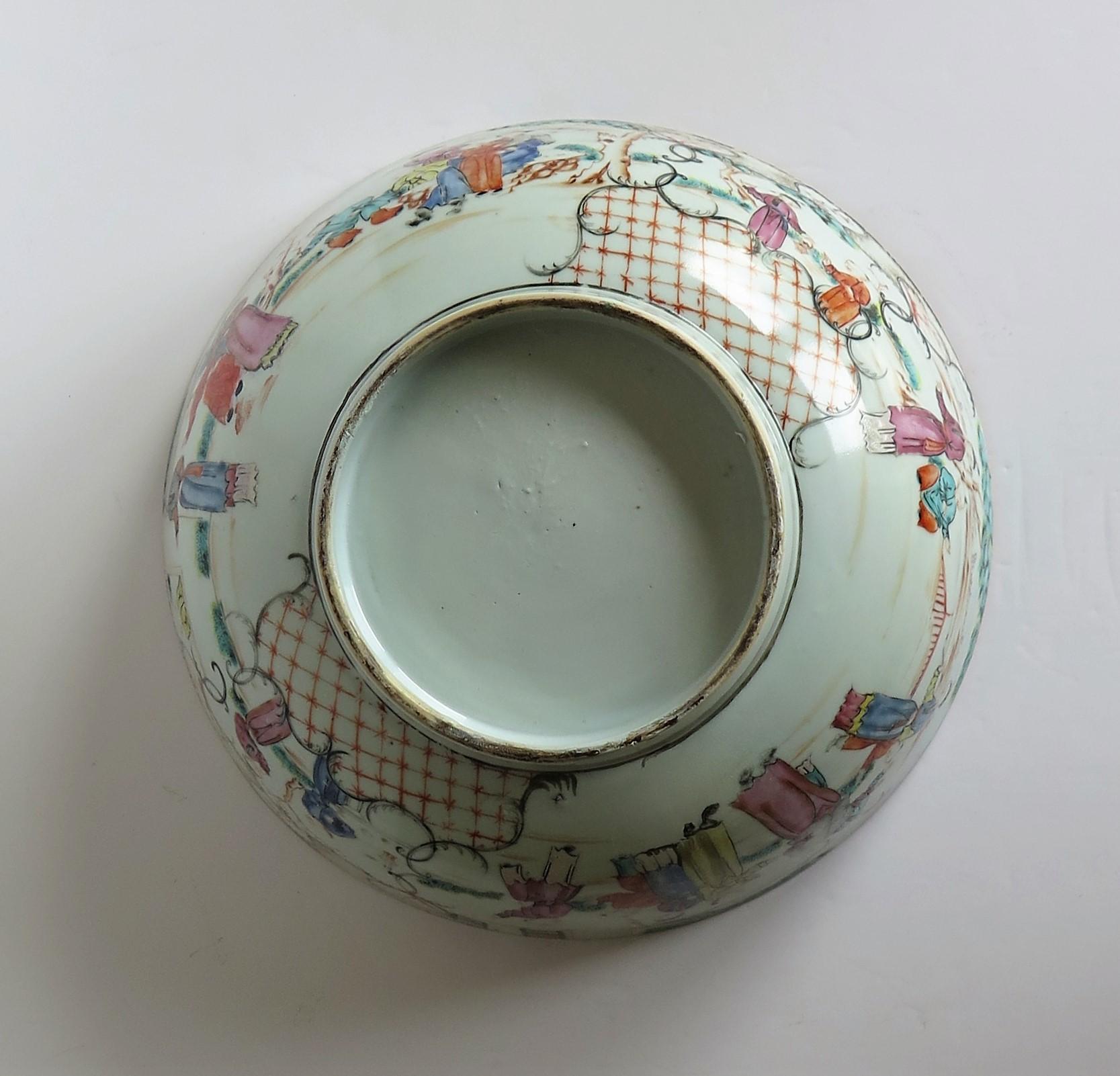 Chinese Export Porcelain Large Bowl Finely Hand Painted, Qing Qianlong Ca 1770 12