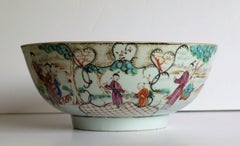 Chinese Export Porcelain Large Bowl Finely Hand Painted, Qing Qianlong Ca 1770
