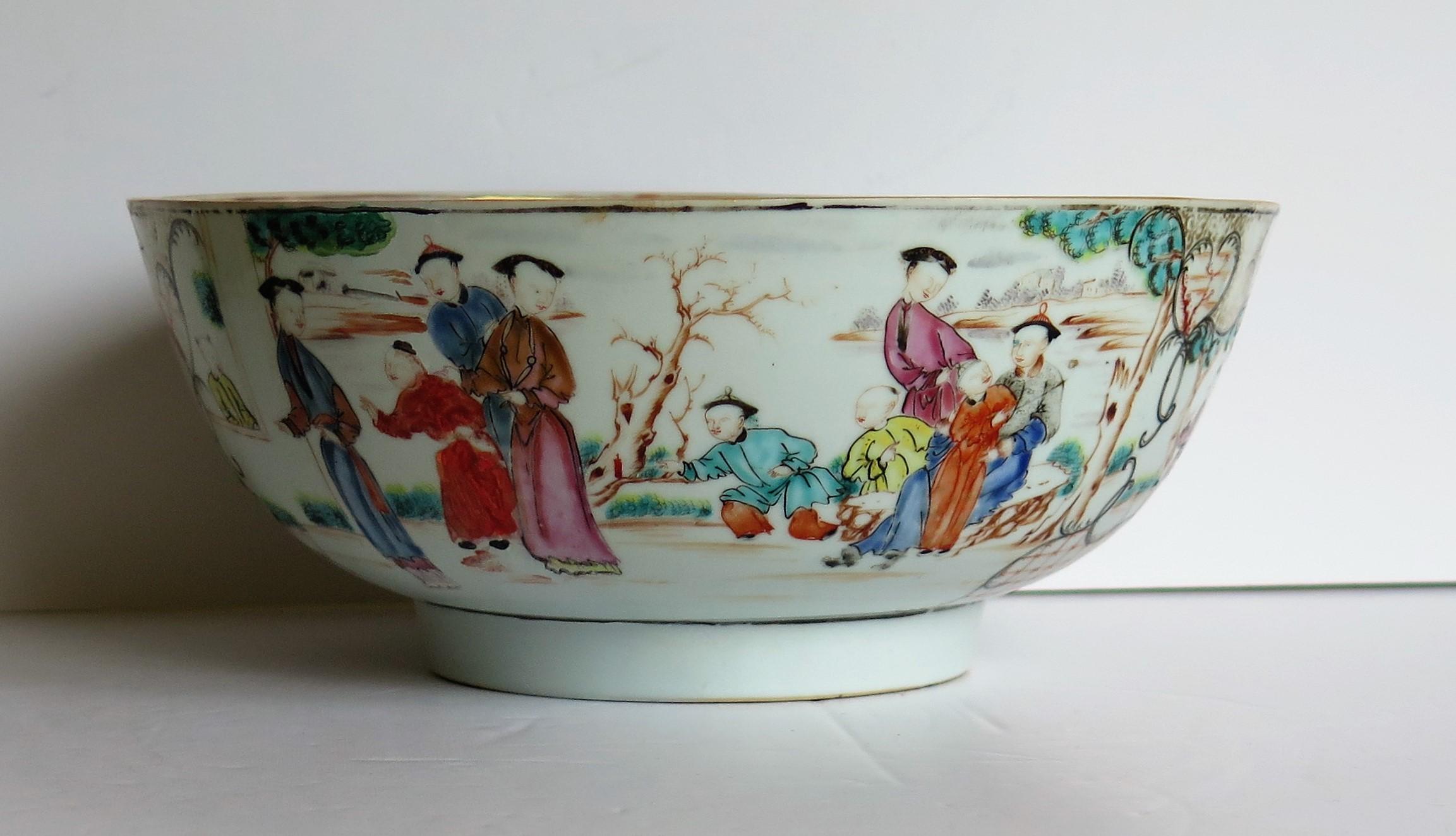 18th Century and Earlier Chinese Export Porcelain Large Bowl Finely Hand Painted, Qing Qianlong Ca 1770
