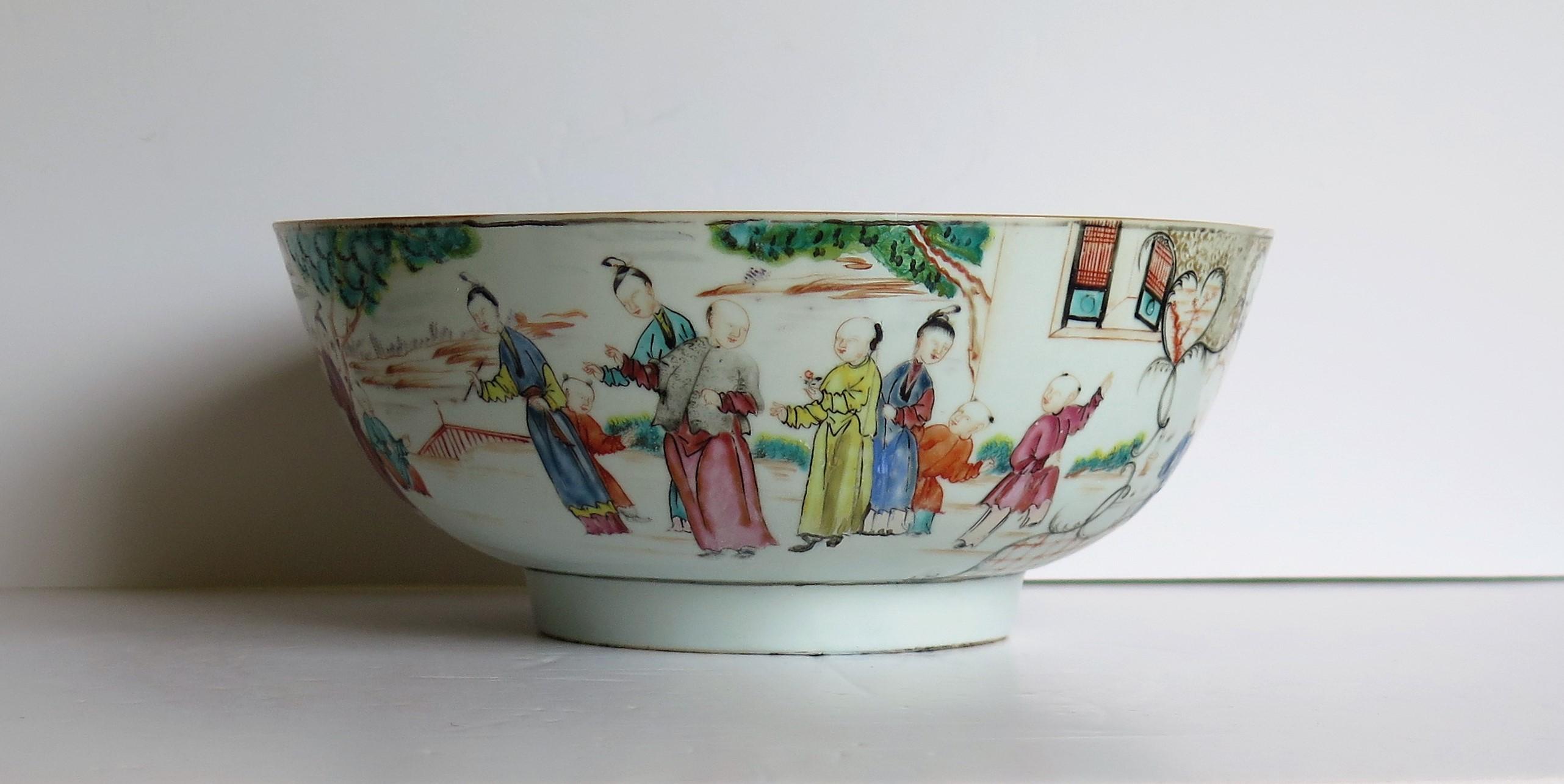 Chinese Export Porcelain Large Bowl Finely Hand Painted, Qing Qianlong Ca 1770 1
