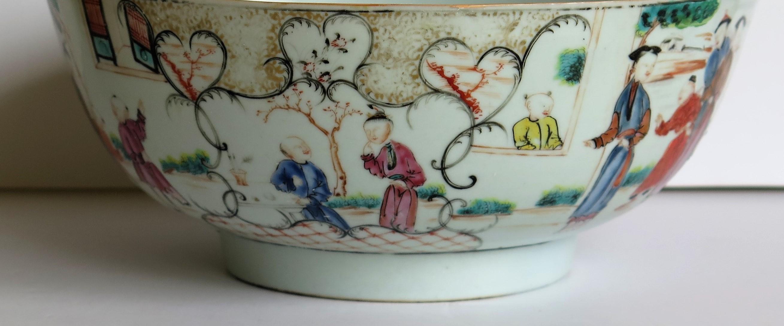 Chinese Export Porcelain Large Bowl Finely Hand Painted, Qing Qianlong Ca 1770 2