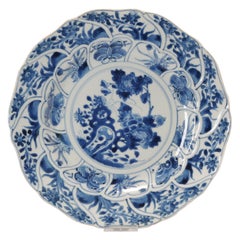 Chinese Porcelain Larger Sized Dish Flowers Rocks Butterflies Kangxi, 1662-1722